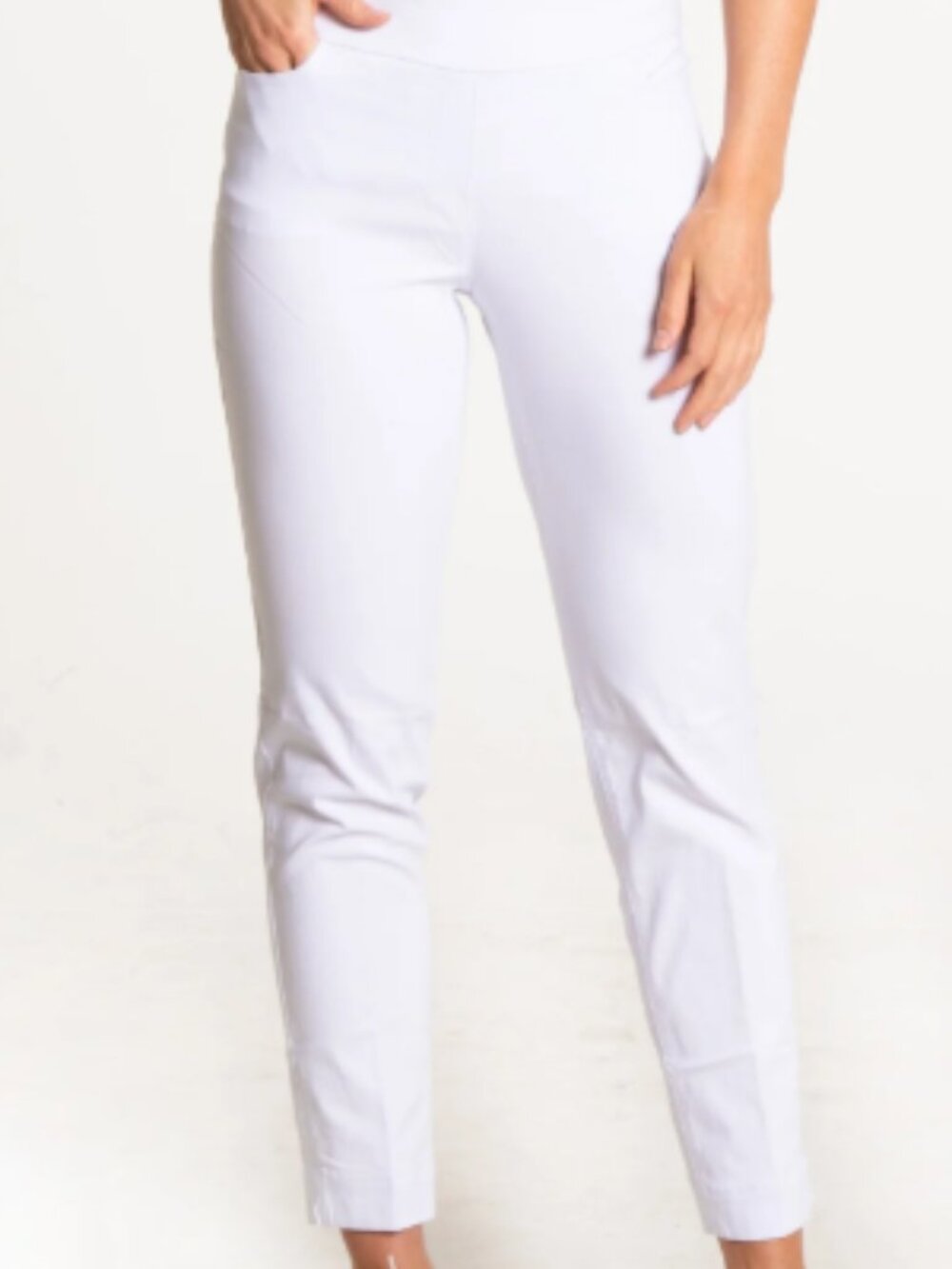 MULTIPLES SLIM‑SATION – Women’s Golf Ankle Pants – White – Size 12